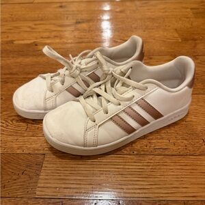 Adidas Kids' White and Rose Gold Sneakers size 1